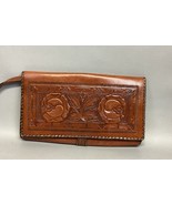 Vintage Hand Tooled Leather Purse With Embossed Floral Design - €16,94 EUR