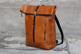KALATING Personalized Handmade Real Leather Mens Backpack Laptop Bag 15.6 Brown - £171.99 GBP