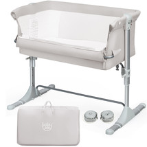Portable Baby Bed Side Sleeper Infant Travel Bassinet Crib W/Carrying Bag Beige - £181.69 GBP