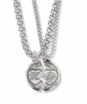 Round Sterling Silver Mitzpah Medal With Diamond Engraving Necklace And Chain - £97.42 GBP