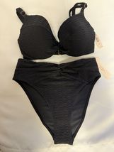 Victorias secret swimsuit push up Top Black Textured Bikini Set 38D/XL NWT - $43.95