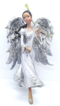 Angel In Silver Dress With Lyre Resin Christmas Ornament 5 1/2&quot; Tall - $11.99