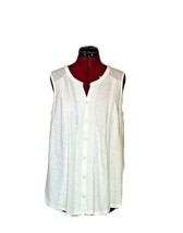 Style &amp; Co Top White Women Sleeveless Button Front Plus Size 0X Cotton - £26.84 GBP