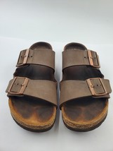 Birkenstock 37 US 6-6.5 Narrow Arizona Brown Birkibuc Strap Leather Sole Sandal - £39.10 GBP