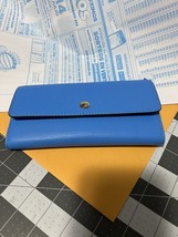 Lodis Genuine Pebble Wallet Tri-Fold Wallet Blue FRID protection - $44.54