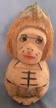 Vintage Hand Carved Wood Coconut Monkey Bank Glasses - $5.43 CAD