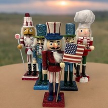Lot Of 5 Wood Nutcrackers Toy Soldiers Musician 8” 9” Christmas Collection - $29.69