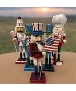 Lot Of 5 Wood Nutcrackers Toy Soldiers Musician 8” 9” Christmas Collection - £23.34 GBP