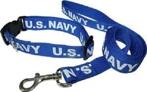 Blue US Navy Seal Emblem Dog Collar and Leash (Licensed by US Navy) - $17.76