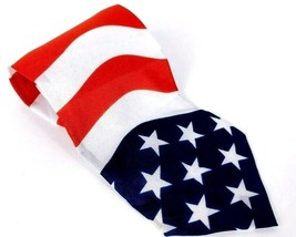 Action Of America Men&#39;s Necktie Polyester Red White Blue American Flag Novelty - £14.33 GBP
