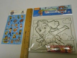 New Paw Patrol Coloring puzzle w/ crayons &amp; 66 Stickers Stocking Stuffer  - £6.33 GBP
