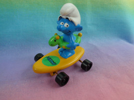 Vintage 1990&#39;s Hardees Peyo Applause Smurfs on Yellow Skateboard - as is - $3.31