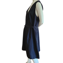 Loft Plus Button Front Dress Women&#39;s Plus Size 20 Black Sleeveless Pockets Tie - £19.75 GBP