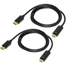 Displayport To Hdmi Cable 6 Feet 2-Pack, Display Port (Dp) To Hdmi Adapter Male  - £20.39 GBP