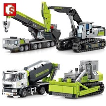City Engineering Mixer Crane Excavator Building Blocks Vehicle Model Bricks Toys - £19.96 GBP+