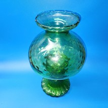 Vtg Emerald Green Quilted Hurricane Lamp Light Candle Holder - Read Description - £61.78 GBP