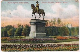 Massachusetts Postcard Boston Washington Monument Public Garden Reichner Germany - £1.69 GBP
