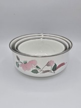 Mikasa 1980s Silk Flowers UN406 3 Piece Enamel Bowl Set of 3 - $38.40