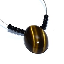 Tiger&#39;s Eye Smooth Oval Beads Briolette Natural Loose Gemstone Making  jewelry - £2.33 GBP