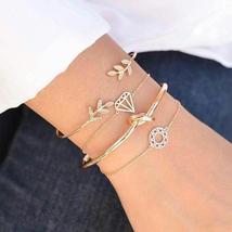 Fashion Bohemia Leaf Knot Hand Cuff Link Chain Charm Bracelet - £23.72 GBP