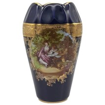 Fragonard France Imperia Limoges Cobalt Blue Vase 22Kt Gold Decore La A Main  - £95.77 GBP