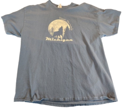 Blue Michigan Upper Peninsula Shirt Howling Wolf XL - $16.00