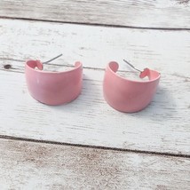 Vintage Earrings For Pierced Ears Retro Pink Hoops - $6.99