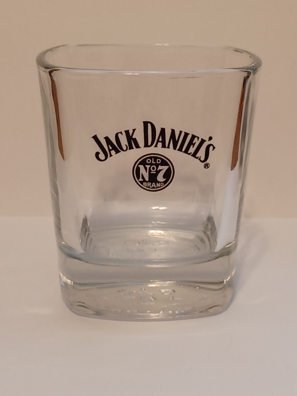 Jack Daniels Old No 7 Rocks Glass Black Writing Square - $5.94