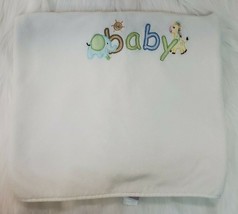 Just Born Baby Blanket White Embroidered BABY Giraffe Elephant Plush B76 - £14.93 GBP