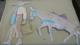 Vintage Mexican Man And Burro Donkey Metal Wall Hanging By Dd Bobo - £40.06 GBP