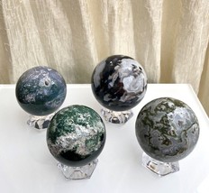 Wholesale Lot 3-4 Pcs 3-4.5 Lbs Natural Moss Agate Spheres Crystal Ball - £193.84 GBP