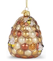 Noble Gems Ornament Gold Bees with Bee Hive Honeycomb Glass  5 inches  - £16.08 GBP