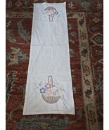 Vintage Embroidered Table Runner Flower Basket Floral Hemstitched Spring... - $22.35 CAD
