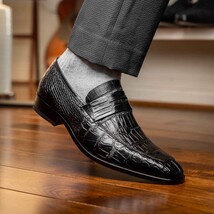 Matteo Genuine Alligator Slip-On Loafer Black image 7