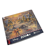 Disney Thomas Kinkade Puzzle Micky Minnie Sweetheart Holiday 2000 Piece - £18.98 GBP