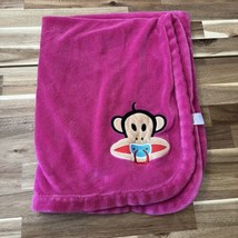 Small Paul Paul Frank Hot Pink Fleece Monkey With Pacifier Baby Blanket - £26.71 GBP