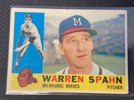 1960 Topps Baseball #445 Warren Spahn Milwaukee Braves Vintage Baseball ... - £30.40 GBP