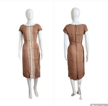 Vintage 50s Betty Barclay Linen/cotton Wiggle Pencil Dress W24&quot; - £38.72 GBP