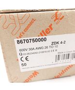 Weidmüller ZDK 4-2 Terminal Block 8670750000 600V 30A AWG 26-10 Box of 50 - €69,57 EUR