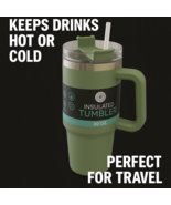 30 oz Stainless Steel Travel Mug Tumbler w/ Handle &amp; Straw Hot or Cold C... - $14.84