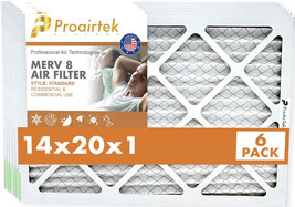 Proairtek AF14201M08SWH Model MERV 8 14x20x1 Air Filter (Pack of 6) - £67.93 GBP