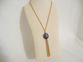 Charter Club 23&quot; Gold Tone Blue Enameled Pendant Tassel Necklace B1001$69 - £13.80 GBP