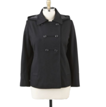 Women&#39;s winter Outerwear Military Black peacoat hood Wool jacket plus 1X $180 - £51.82 GBP