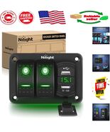 Multi-Function 2 Gang Switch Panel with Green LED, USB Charger, and Volt... - $589.73 MXN