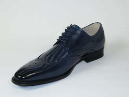 Men's Giovanni Shoes High Quality Leather Wing Tip Derby LINCOLN Navy image 3