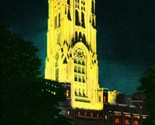Notte Vista Scozzese Cathedral Indianapolis Indiana IN Unp Lino Cartolin... - £2.41 GBP