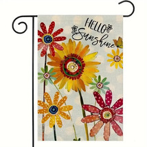 New Hello Sunshine Flowers Garden Flag 12&quot;X18&quot; Welcome Hanging - £4.43 GBP