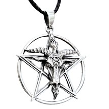 Baphomet Pendant Inverted Pentagram Necklace Goat Of Mendes 925 Sterling Silver - £38.68 GBP
