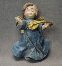 Vintage Cartapesta Angel Christmas Ornament Italian Paper Mache Instrument 4.5” - £16.36 GBP