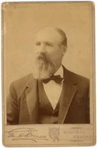 Circa 1880&#39;S Cabinet Card Handsome Older Man Bow Tie Beard Dresser Winfield, KS - £9.53 GBP
